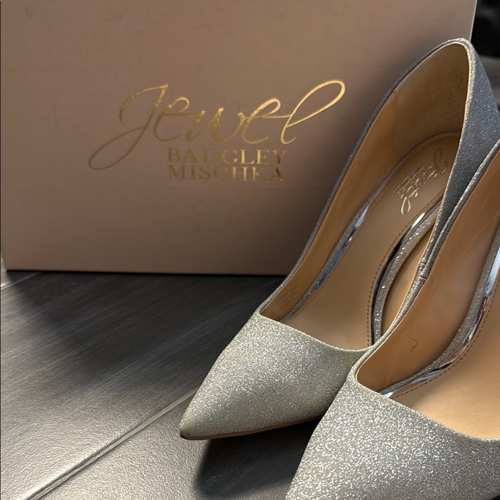 Jewel Badgley Mischka Silver Stiletto Heels